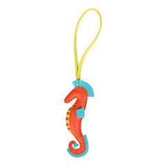 Hermes Seahorse Bag Charm Orange Poppy, Lime & Bleu Aztec Milo Lambskin
