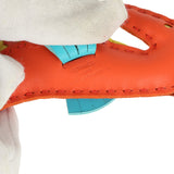 Hermes Seahorse Bag Charm Orange Poppy, Lime & Bleu Aztec Milo Lambskin