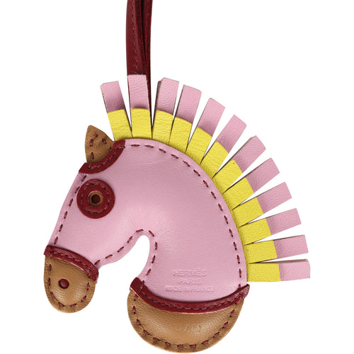 Hermes Geegee Camail Bag Charm Rouge Grenat, Mauve Sylvestre, Lime & Chai Milo Lambskin