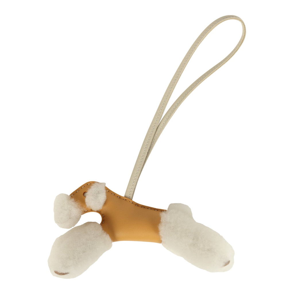 HERMES バディ　チャーム Hermes Budy Charm Paille and Craie Milo Lambskin and Ecru Merino Sheep