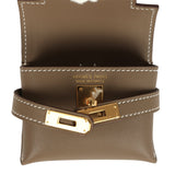 Hermes Kelly Festival Bag Charm Etoupe Swift Gold Hardware