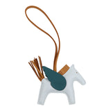 Hermes Rodeo Bag Charm PM Bleu Brume, Sesame & Vert Bosphore Milo Lambskin