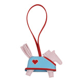 Hermes Rodeo Rodeo Coeur Charm PM Rose Darling, Bleu Celeste & Rouge Radieux Milo Lambskin