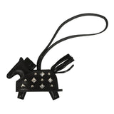 Hermes Rodeo Rock Bag Charm PM Black Milo Lambskin Palladium Hardware