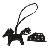 Hermes Rodeo Rock Bag Charm PM Black Milo Lambskin Palladium Hardware
