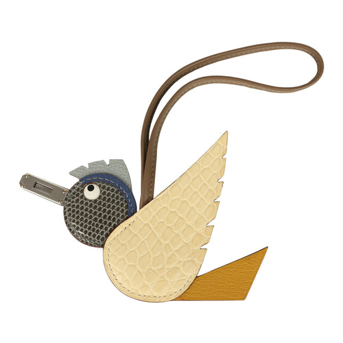 Hermes Birdy Charm Vanille, Jaune Ambre, Gris Fonce, Bleu Saphir, Bleu Glacier, Etoupe Matte Alligator, Lizard Niloticus, Chevre Mysore, Epsom and Milo Lambskin Palladium Hardware
