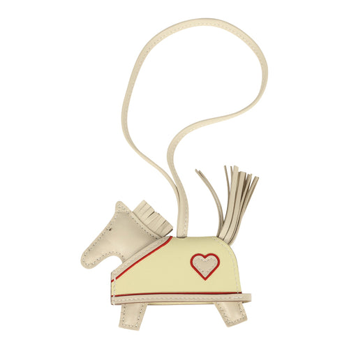 Hermes Rodeo Robeo Coeur Charm PM Craie, Jaune Milton & Rouge Radieux Milo Lambskin