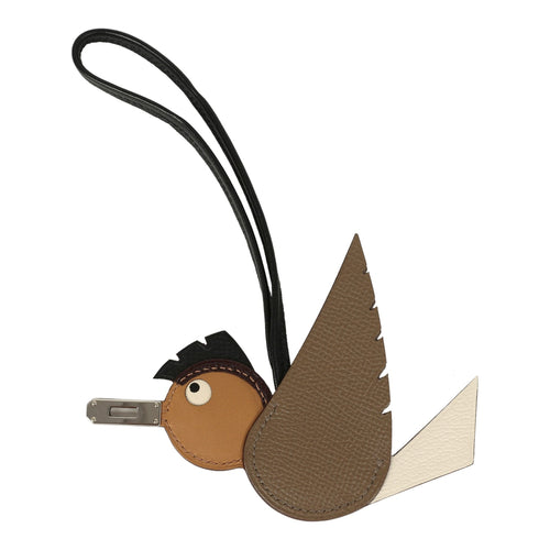 Hermes Birdy Charm Etoupe, Nata, Biscuit, Rouge Sellier and Black Epsom Palladium Hardware