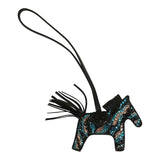 Custom Multicolored Swarovski Crystal Hermes Bedazzled Rodeo Bag Charm PM Black Milo Lambskin - Thumbnail View 2