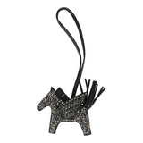 Custom Black Swarovski Crystal Hermes Bedazzled Pegase Rodeo Bag Charm PM Black Milo Lambskin - Thumbnail View 1