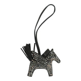 Custom Black Swarovski Crystal Hermes Bedazzled Pegase Rodeo Bag Charm PM Black Milo Lambskin - Thumbnail View 2
