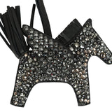 Custom Black Swarovski Crystal Hermes Bedazzled Pegase Rodeo Bag Charm PM Black Milo Lambskin - Thumbnail View 3