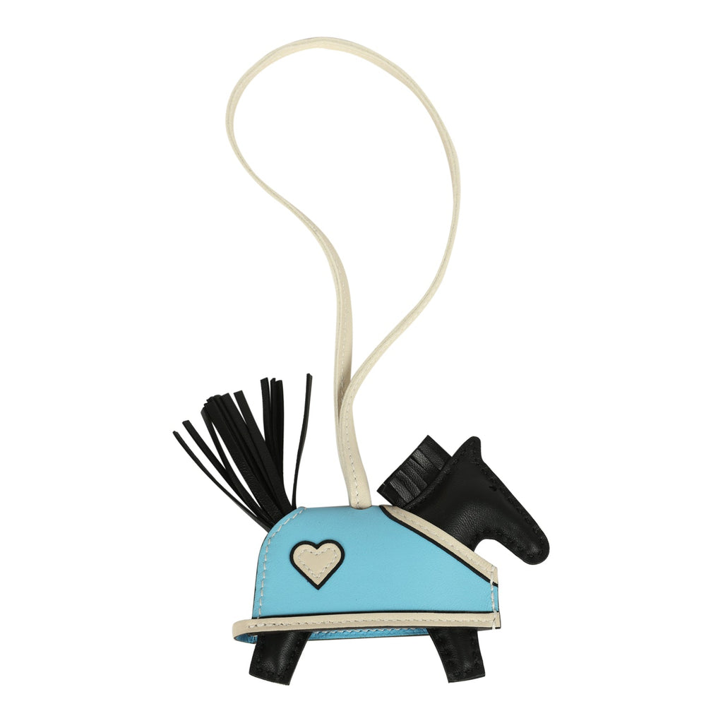 Hermes Rodeo Robeo Hermes Rodeo Robeo Coeur Charm PM Black, Craie, Bleu Celeste Milo ...