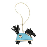 Hermes Rodeo Robeo Coeur Charm PM Black, Craie, Bleu Celeste Milo Lambskin