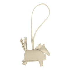 Hermes Rodeo Rock Bag Charm PM Craie Milo Lambskin Palladium Hardware