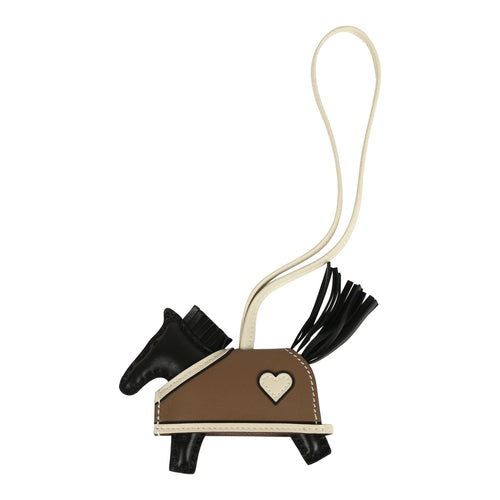 Hermes Rodeo Robeo Coeur Charm PM Black, Craie, Etoupe Milo Lambskin