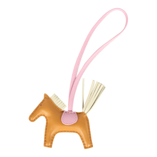 Hermes Rodeo Bag Charm PM Craie, Sesame, Mauve Sylvestre Milo Lambskin