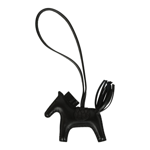 Hermes Rodeo Bag Charm PM So Black Touch Milo Lambskin and Matte Alligator