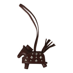 Hermes Rodeo Rock Bag Charm PM Terre Milo Lambskin Palladium Hardware