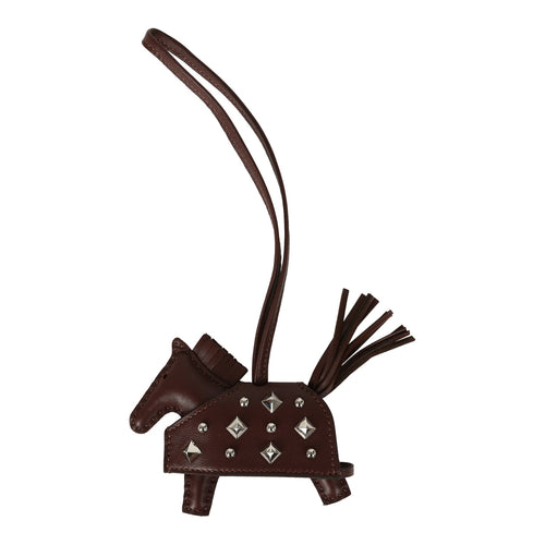 Hermes Rodeo Rock Bag Charm PM Terre Milo Lambskin Palladium Hardware