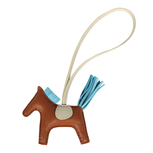 Hermes Rodeo Bag Charm PM Gold, Bleu Celeste and Craie Milo Lambskin