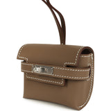 Hermes Kelly Festival Bag Charm Etoupe Swift Palladium Hardware