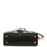 Hermes Mini Kelly Twilly Bag Charm Black Shiny Niloticus Lizard Gold Hardware