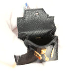 Hermes Mini Kelly Twilly Bag Charm Black Shiny Niloticus Lizard Gold Hardware