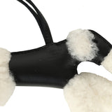Hermes Budy Charm Black Milo Lambskin and Ecru Merino Sheepskin