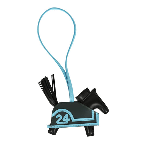 Hermes Rodeo Robeo 24 Charm PM Black, Vert Mangrove and Celeste Milo Lambskin