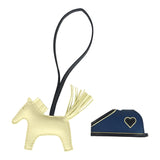 Hermes Rodeo Robeo Coeur Charm PM Jaune Milton, Bleu Nuit and Bleu Tie Milo Lambskin