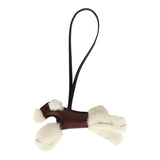 Hermes Budy Charm Terre and Black Milo Lambskin and Ecru Merino Wool