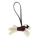 Hermes Budy Charm Terre and Black Milo Lambskin and Ecru Merino Wool