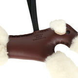 Hermes Budy Charm Terre and Black Milo Lambskin and Ecru Merino Wool