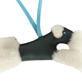 Hermes Budy Charm Vert Mangrove and Celeste Milo Lambskin and Ecru Merino Wool