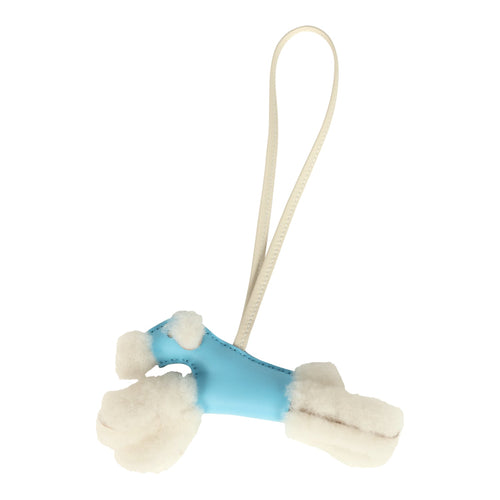 Hermes Budy Charm Craie and Celeste Milo Lambskin and Ecru Merino Wool