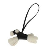 Hermes Budy Charm Black Milo Lambskin and Ecru Merino Sheepskin - Thumbnail View 1