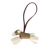 Hermes Budy Charm Terre and Beige Marfa Milo Lambskin and Ecru Merino Wool