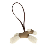 Hermes Budy Charm Terre and Beige Marfa Milo Lambskin and Ecru Merino Wool