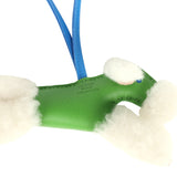 Hermes Budy Charm Vert Yucca and Bleu Hydra Milo Lambskin and Ecru Merino Wool