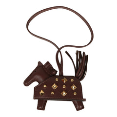 Hermes Rodeo Rock Bag Charm PM Terre Milo Lambskin Gold Hardware