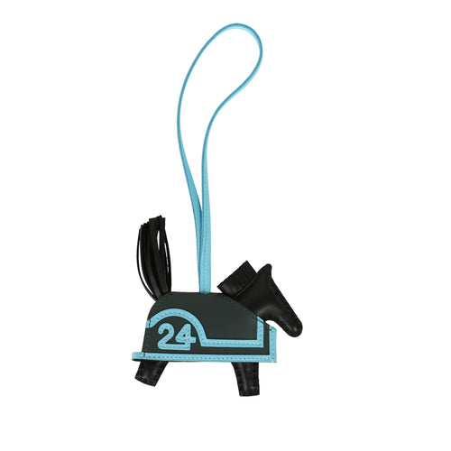 Hermes Rodeo Robeo 24 Charm PM Black, Vert Mangrove and Celeste Milo Lambskin