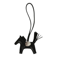Hermes Rodeo Bag Charm PM Touch Black Milo Lambskin and Himalaya Matte Niloticus Crocodile