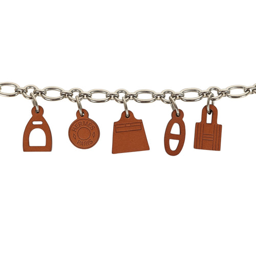 Pre-owned Hermes Olga Bag Charm Fauve Barenia Palladium Hardware