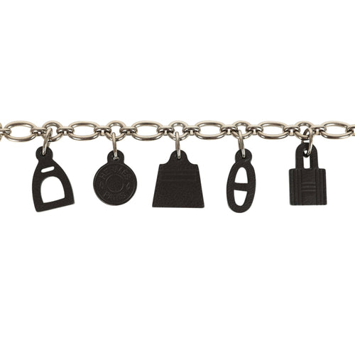 Pre-owned Hermes Olga Bag Charm Black Barenia Palladium Hardware