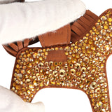 Custom Gold Swarovski Crystal Hermes Bedazzled Rodeo Bag Charm PM Gold Milo Lambskin - Thumbnail View 4