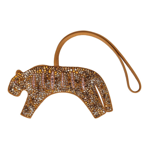 Custom Multicolored Swarovski Crystal Hermes Rooroo Bag Charm Sesame Milo Lambskin and Rose Sakura Chevre