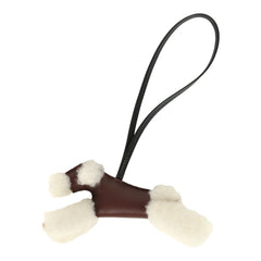 Hermes Budy Charm Terre and Black Milo Lambskin and Ecru Merino Wool