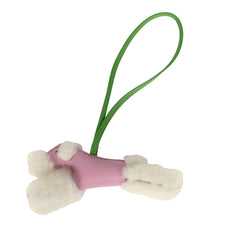 Hermes Budy Bag Charm Mauve Sylvestre, Vert Yucca and Ecru Milo Lambskin and Merino Wool