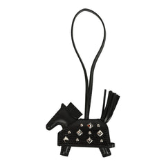 Hermes Rodeo Rock Bag Charm PM Black Shiny Varaus Niloticus Lizard and Milo Lambskin Palladium Hardware